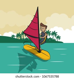 Man doing kitesurf