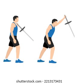 Man doing Landmine Shoulder Press exercise.Flat vector illustration isolated on white background