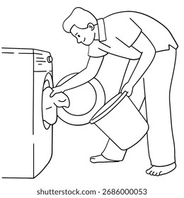 Man doing laundry art illustration