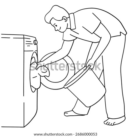 Man doing laundry art illustration