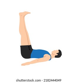 Man doing Legs up the Wall pose Viparita karani stretch exercise. Flat vector illustration isolated on white background