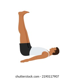 Hombre haciendo Legs en la pared posan el ejercicio de estiramiento de Viparita karani. Ilustración vectorial plana aislada en fondo blanco