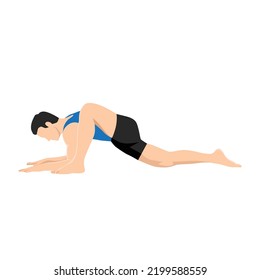 Man doing Lizard pose utthan pristhasana exercise. Flat vector illustration isolated on white background