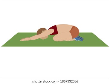 Man doing lumbar stretching exercises - illustration