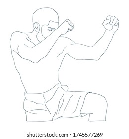 man doing martial art outline sport vector illustration outline 