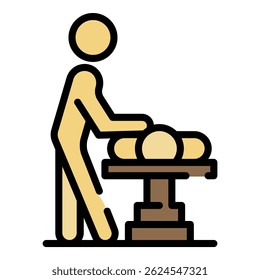 Hombre haciendo icono de masaje. Esquema hombre haciendo Vector de masaje icono de color plano aislado