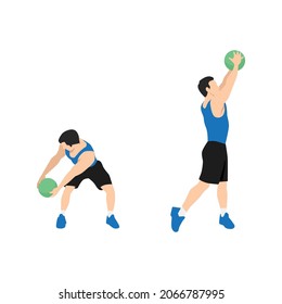 Man doing Medicine ball wood chops. chops exercise. Flat vector illustration isolated on white background