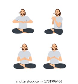 Man doing meditation in different pose
