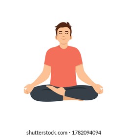 man doing meditation isolated vector