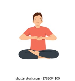 man doing meditation isolated vector