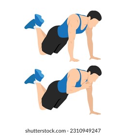 Man doing modified plank shoulder tap. Flat vector illustration isolated on white background