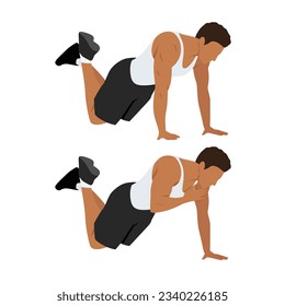 Man doing modified plank shoulder tap. Flat vector illustration isolated on white background