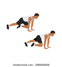 Man doing Mountain climber exercise. Flat vector illustration isolated on white background