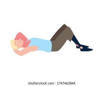 man doing muscle exercises at home vector illustration design