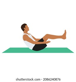 Man doing Navasana or Boat pose,yoga exercise. vector illustration in trendy style