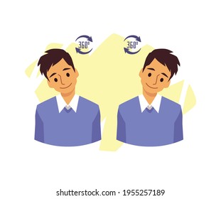 Man doing neck exercise rotating his head flat vector illustration isolated.