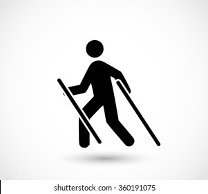 Man doing nordic walking icon vector