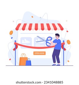 Man doing online store opening ceremony