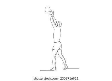 A man is doing the pass. Beach volleyball one-line drawing