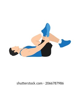 Man doing Piriformis stretch exercise. Flat vector illustration isolated on white background