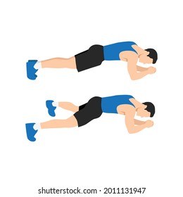 Man doing Plank jacks. Extended leg exercise. Flat vector illustration isolated on white background