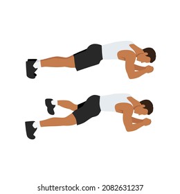 Man doing Plank jacks. Extended leg exercise. Flat vector illustration isolated on white background