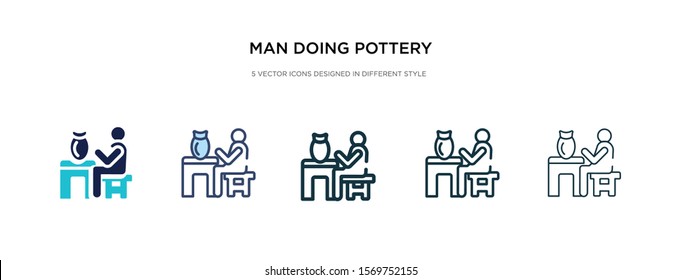 man doing pottery icon in different style vector illustration. two colored and black man doing pottery vector icons designed in filled, outline, line and stroke style can be used for web, mobile, ui