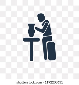 Man Doing Pottery vector icon isolated on transparent background, Man Doing Pottery transparency concept can be used web and mobile
