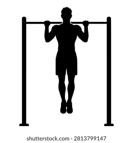 Man Doing Pull Ups on Horizontal Bar Silhouette for Calisthenics and Gym