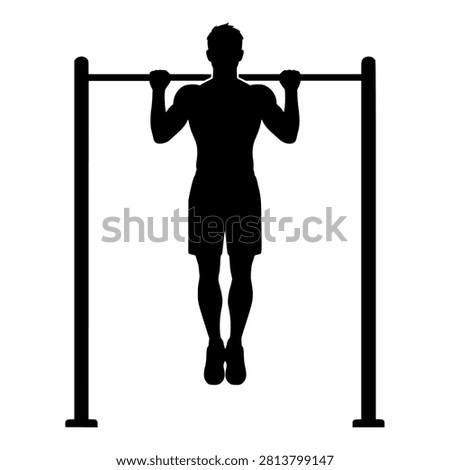 Man Doing Pull Ups on Horizontal Bar Silhouette for Calisthenics and Gym