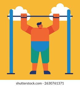 Homem fazendo flexões em uma barra horizontal