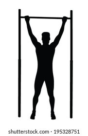 man doing pull-ups vector silhouette