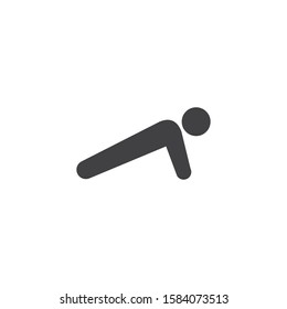 Man doing push up Exercise vector icon. filled flat sign for mobile concept and web design. Push up exercise position glyph icon. Symbol, logo illustration. Vector graphics