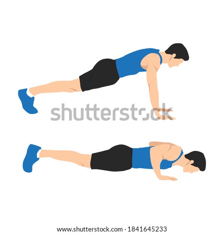 Man doing push up. Flat vector illustration isolated on white background Foto d'archivio © 