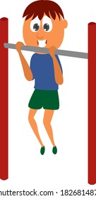 Man doing push ups, illustration, vector on white background