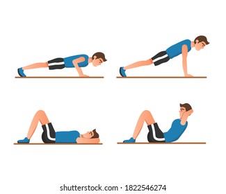 A man doing push ups and sit ups