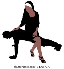 Man doing push-ups and his girlfriend sitting on his back, vector