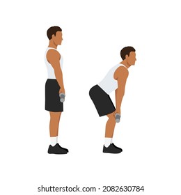 Man doing Rack pulls  exercise. Flat vector illustration isolated on white background