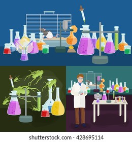 Man doing reaction in science laboratory, chemistry equipment  lab research concept, chemical tube and medicine liquid glass in medical experiment. Scientific, pharmacy technology test flask