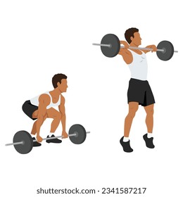 Man doing Resistance band side steps exercise. Flat vector illustration isolated on white background