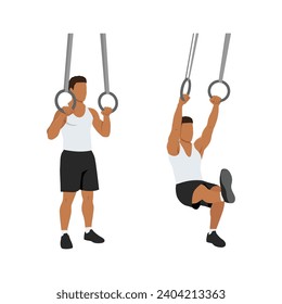 Hombre haciendo ejercicio de escudo de pistolas con soporte de anillo. Ilustración vectorial plana aislada en fondo blanco