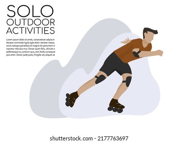 A Man doing roller skaters Vector Illustration. Healthy Outdoor Activity in Summer. Proper sport in Summer Season.eps