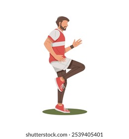 man doing a running pose in place flat design vector