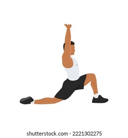 Man doing Samson stretch exercise. Flat vector illustration isolated on white background