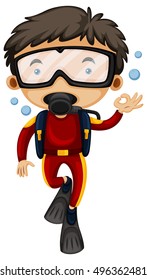 Hombre haciendo ilustración de buceo