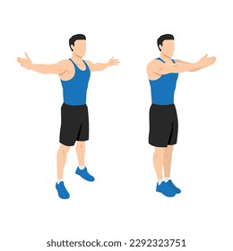 Man doing Seal Jacks. Sport exersice. Flat vector illustration isolated on white background