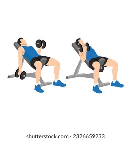 Man Doing Barbell Curls Exercise. Standing Bicep Curl.Arm Workout