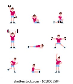 Man doing a series of exercises. Workout, fitness, aerobics routine. 