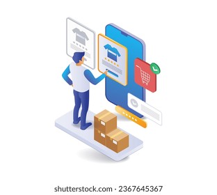Man doing a shopping transaction on e commerce