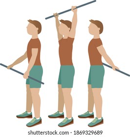 Man doing shoulder rotations exercises - illustration